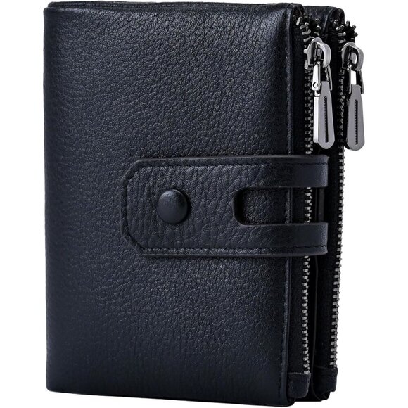 Small Soft Leather Wallet for Women RFID Blocking Ladies Card Holder with Double